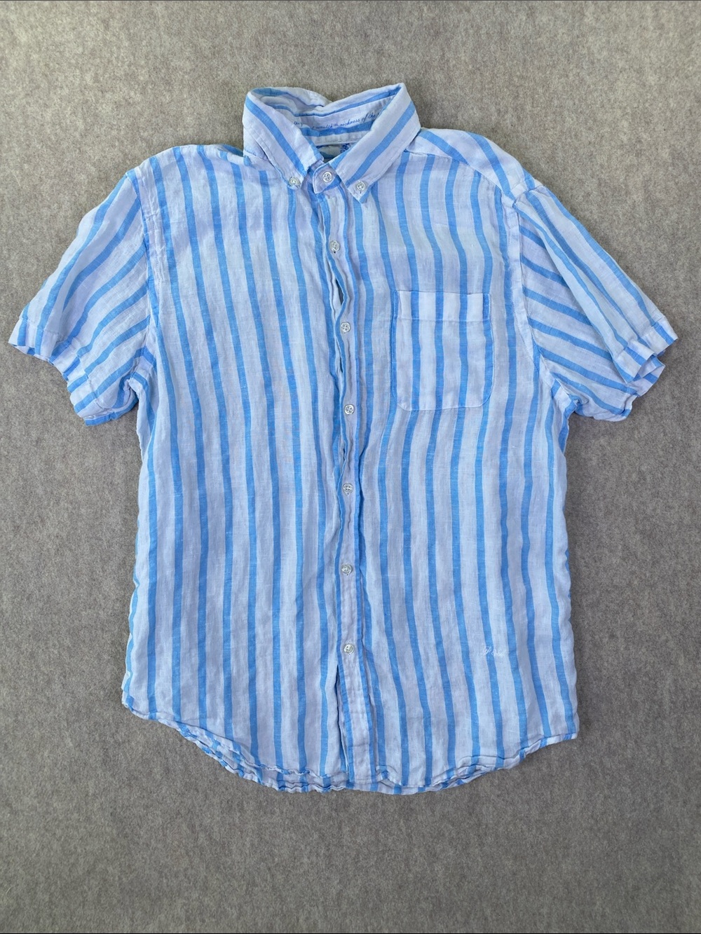 Porter & Ash Men's Light Blue Striped Short-Sleeve Button-Up Shirt Size Medium